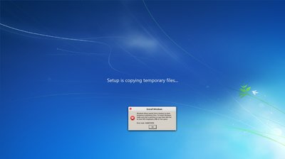 My result when i tried to install windows 7