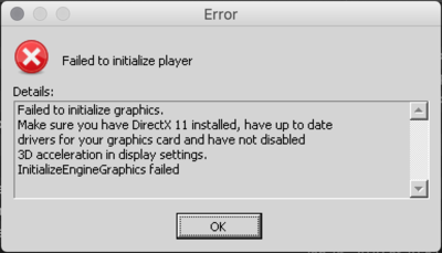 Picture of error message