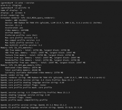 GPU, MESA, WINE Info