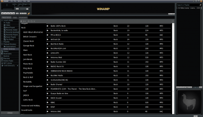 Screenshot of Winamp and Online Services