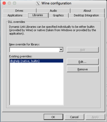 winecfg Libraries