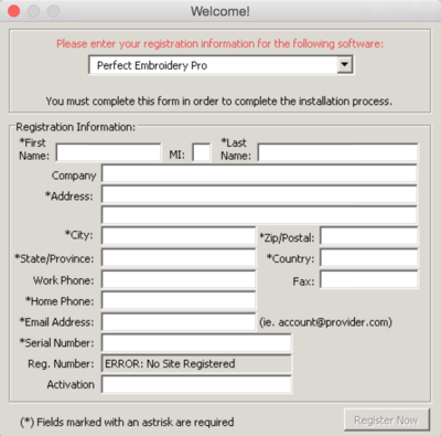 Registration Screen Error