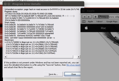 error when going to internet