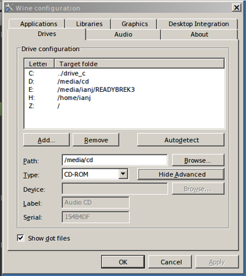 Manual setup of CD drive letter